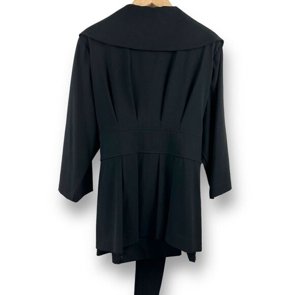 Calvin Klein Women's Size 2X Pleated And Belted Black Overcoat Dressy Shawl Coll - Picture 2 of 12